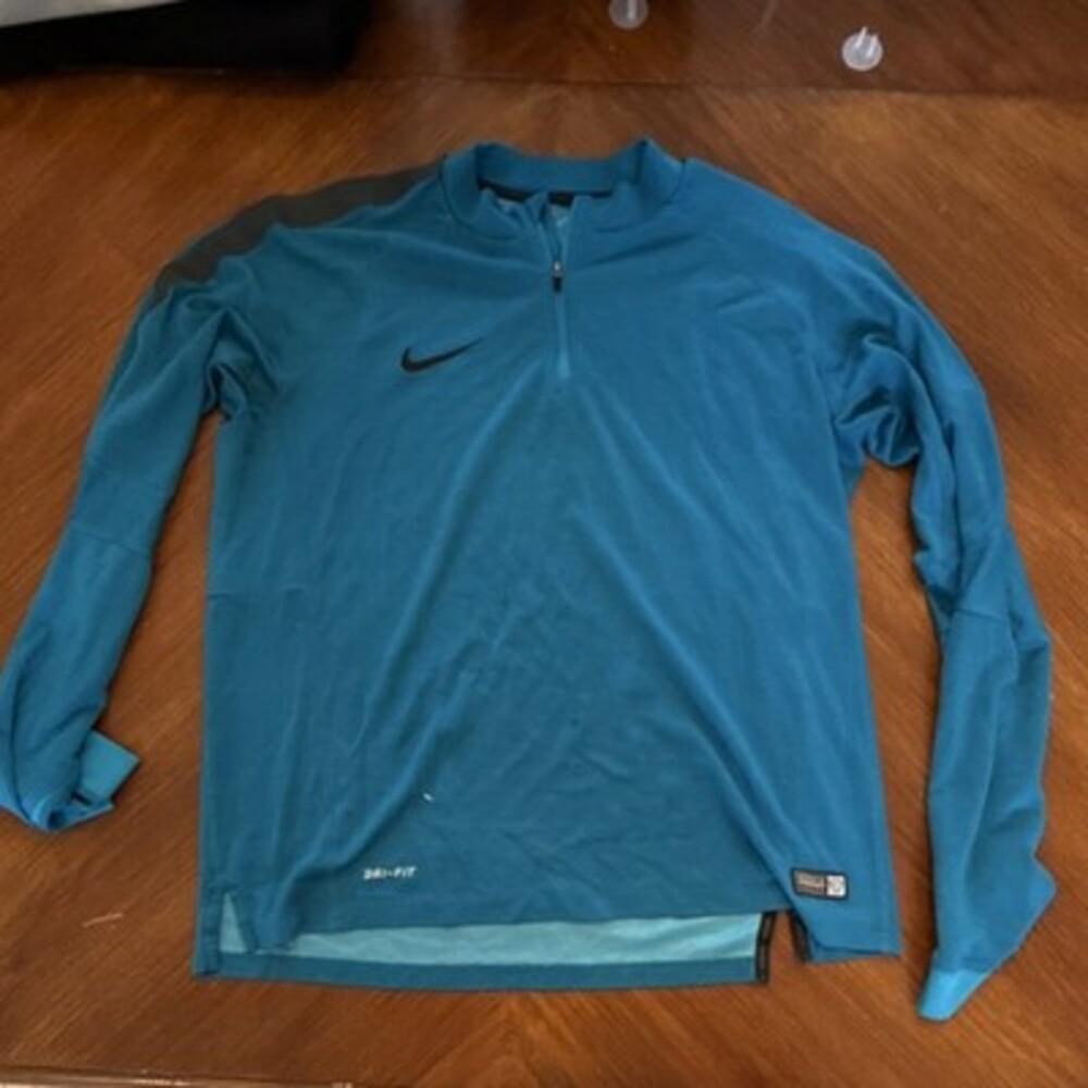 Nike Dri-FIT Teal 1/4 Zip Pullover Men's Long Sleeve Mock Neck Soccer Top